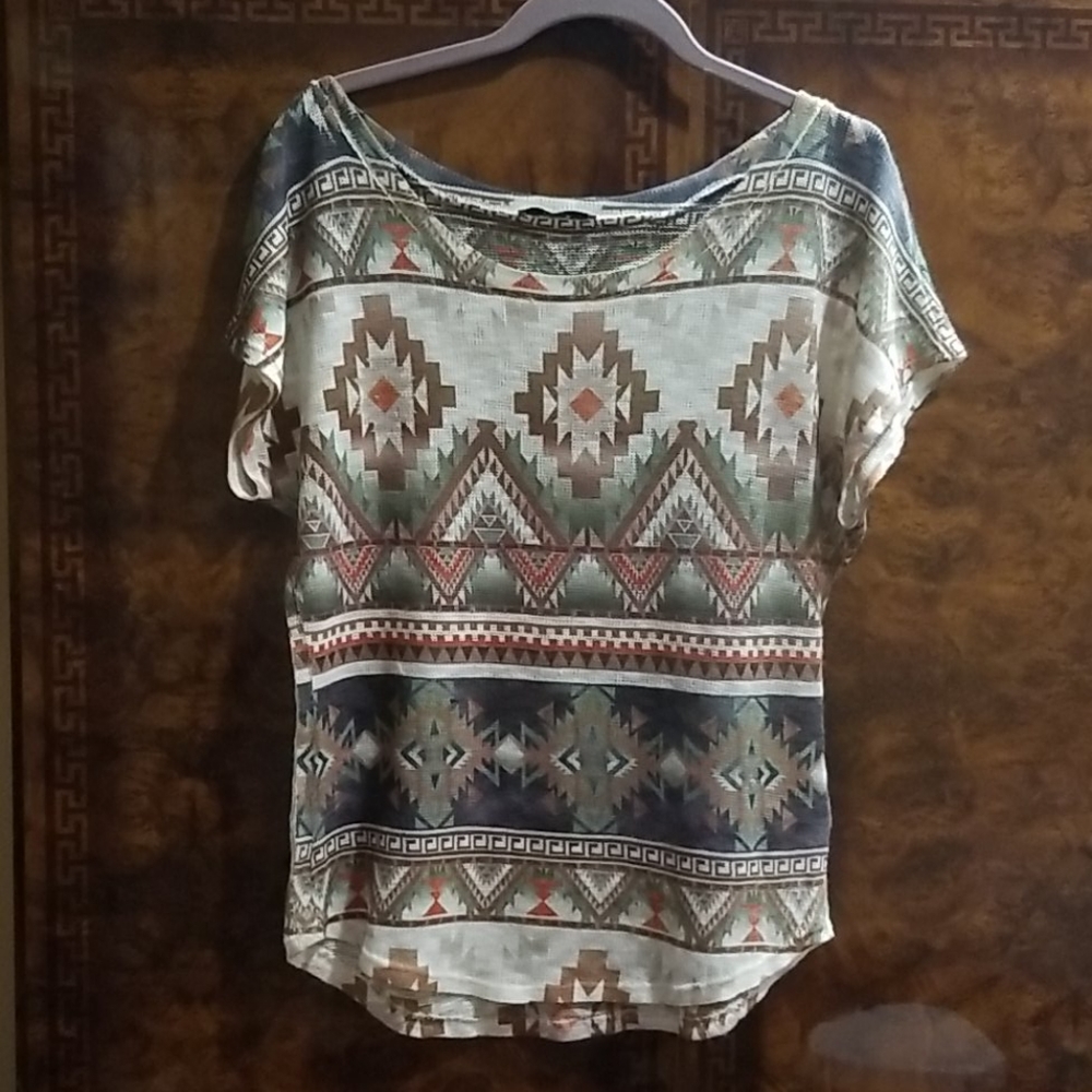 Womans shirt Aztec theme, L